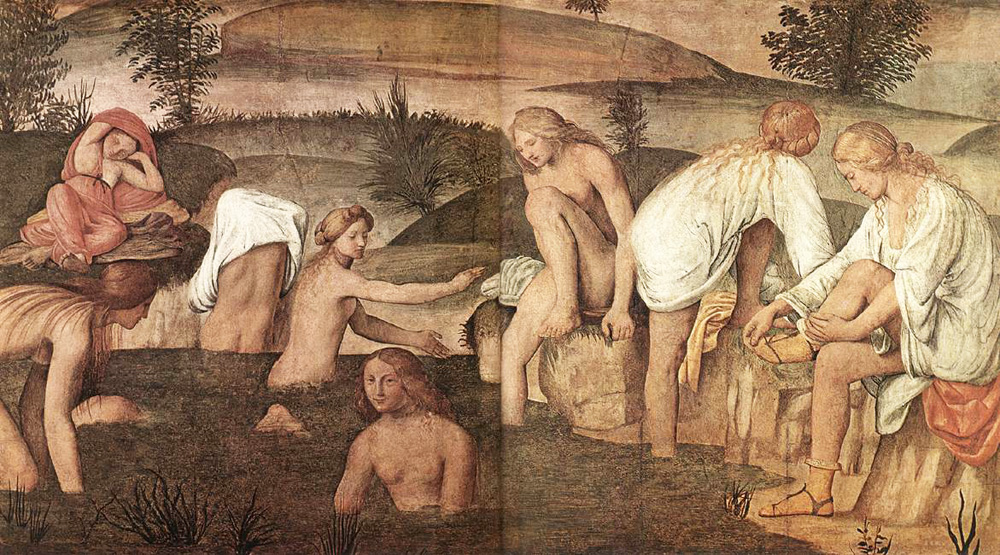 girls bathing